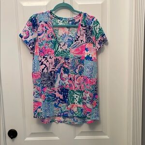 Lilly Pulitzer Blue Graphic Short Sleeve Tee
